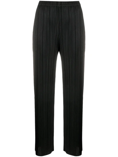 Shop Issey Miyake Cropped Wide-leg Pleated Trousers In Black