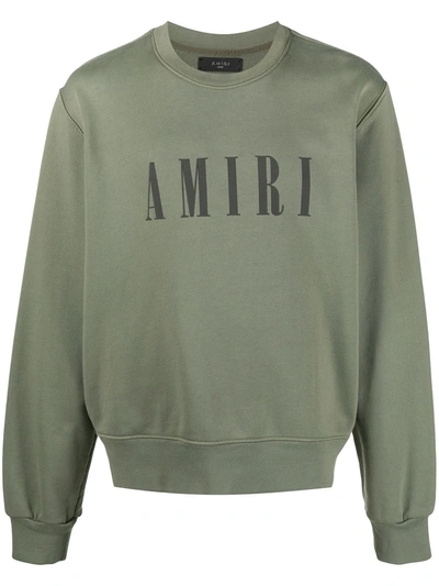 Shop Amiri Logo-print Cotton Sweatshirt In Green