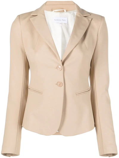 Shop Patrizia Pepe Fitted Notched Lapel Blazer In Neutrals