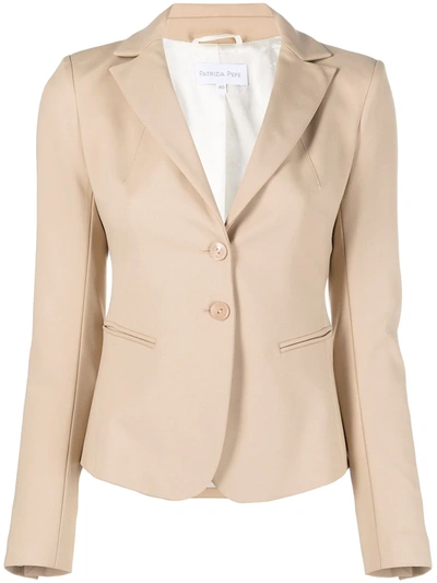Patrizia Pepe Fitted Notched Lapel Blazer In Neutrals