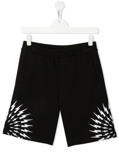 Shop Neil Barrett Thunderbolt Shorts In Black