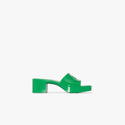 Shop Gucci Green 60 Block Heel Sandals