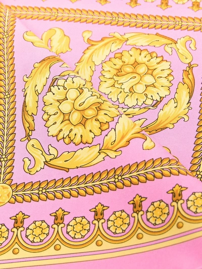 Shop Versace Printed Silk Foulard In Pink