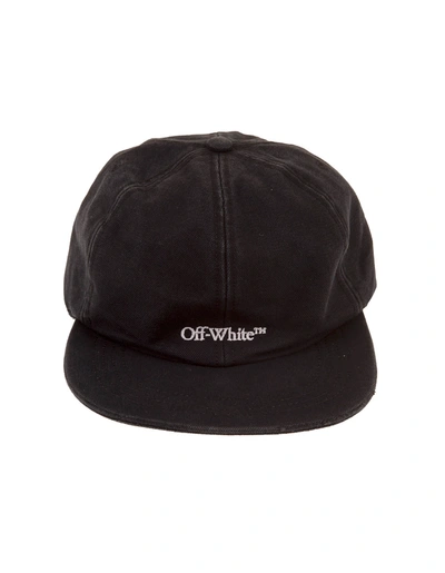 Shop Off-white Man Black Baseball Cap With White Front Logo