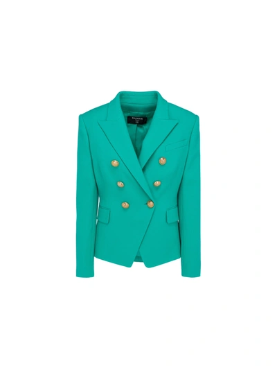 Shop Balmain Jacket In Vert Jade
