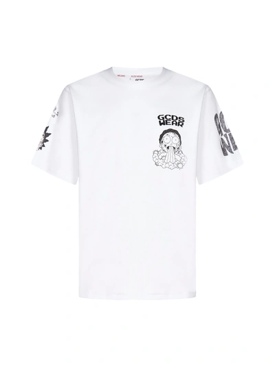 Shop Gcds Logo And Print Cotton T-shirt In White