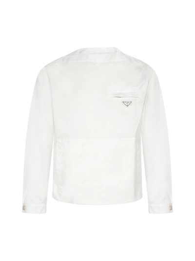 Shop Prada Logo-plaque Re-nylon Jacket In Bianco