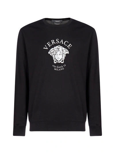 Shop Versace Logo And Medusa Cotton Sweatshirt In Nero