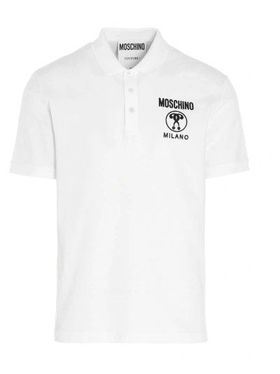 Shop Moschino Double Question Mark Polo In White