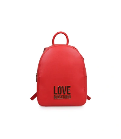 Shop Love Moschino Red Backpack With Logo In Nero