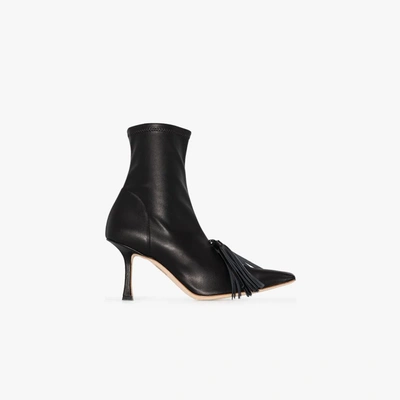 Shop A.w.a.k.e. Black Agnes 80 Tassel Leather Ankle Boots