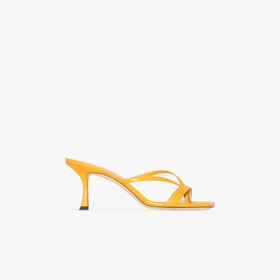 Shop Jimmy Choo Yellow Maelie 70 Leather Sandals