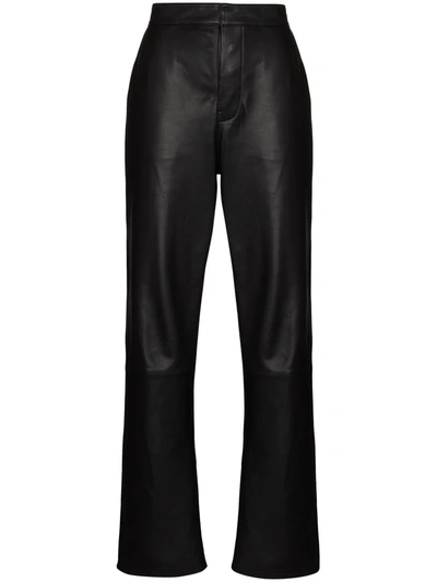 Shop Rta High-waist Lambskin Trousers In Black