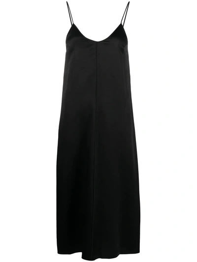 Shop Forte Forte Round Neck Slip Dress In Black