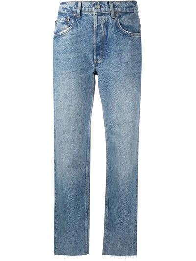 Shop Boyish Denim Mid-rise Cropped Leg Jeans In Blue