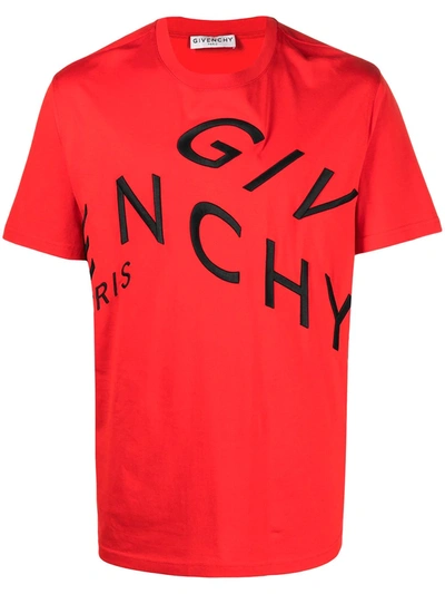 Shop Givenchy Embroidered Logo T-shirt In Red
