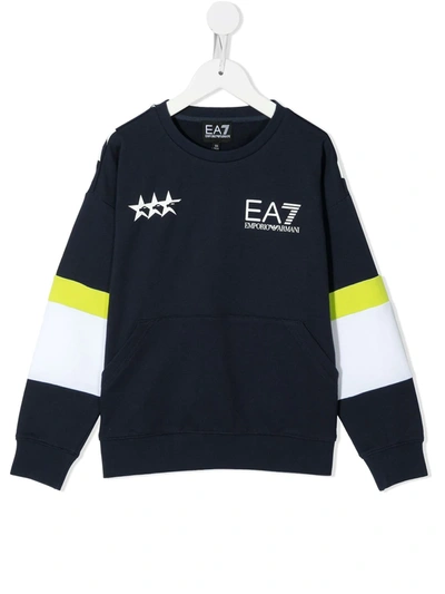 Shop Emporio Armani Colour-block Logo-print Sweatshirt In Blue