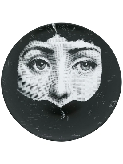 Shop Fornasetti Face Print Plate In Black