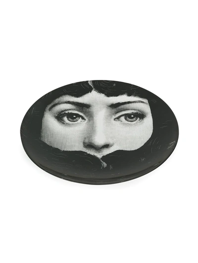 Shop Fornasetti Face Print Plate In Black