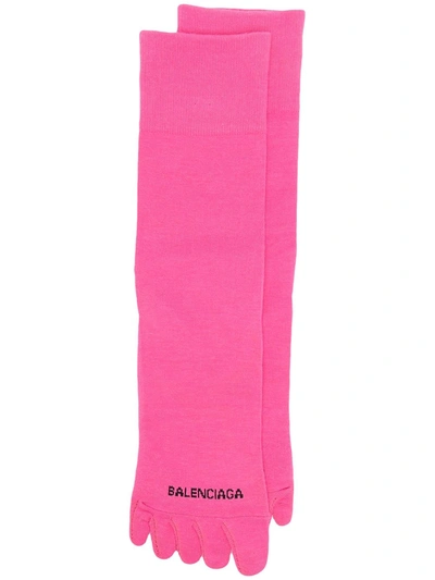 Shop Balenciaga Five-toe Logo Socks In Pink