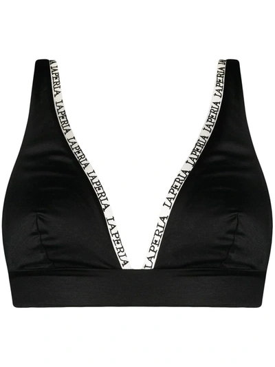 Shop La Perla Logo-trim Soft-cup Triangle Bra In Black