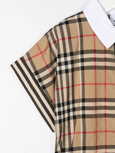 Shop Burberry Vintage Check Cotton Dress In Brown