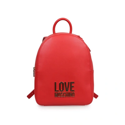 Shop Love Moschino Red Backpack With Logo In Black