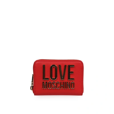 Shop Love Moschino Red Small Wallet With Gold Logo
