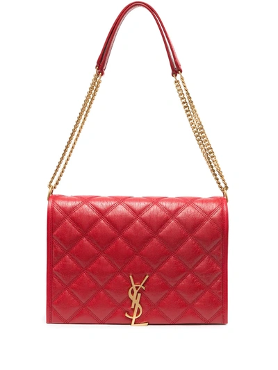 Shop Saint Laurent Quilted Shoulder Bag In Red