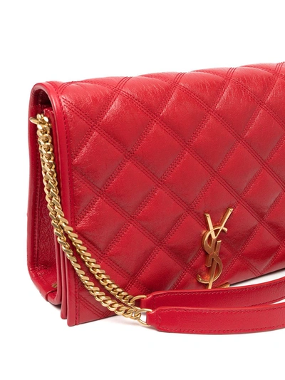 Shop Saint Laurent Quilted Shoulder Bag In Red