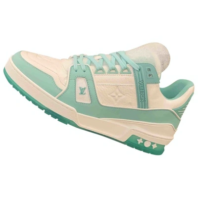 Low trainers Louis Vuitton Turquoise size 7.5 UK in Rubber - 34141998