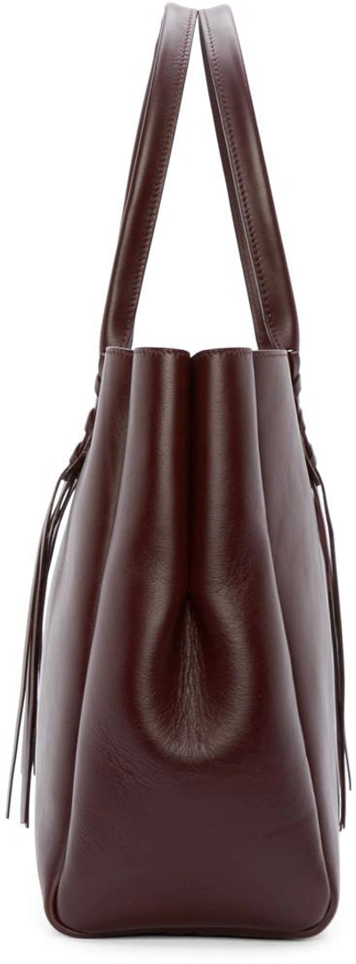 Shop Lanvin Aubergine Small Fringed Tote