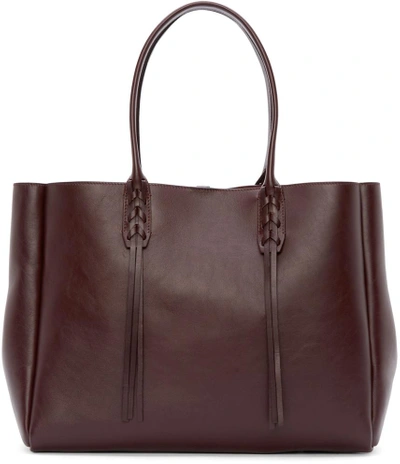 Shop Lanvin Aubergine Small Fringed Tote