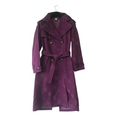 Pre-owned Versace Trench Coat In Purple