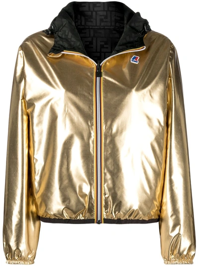 Shop Fendi K-way® Reversible Cropped Jacket In Gold