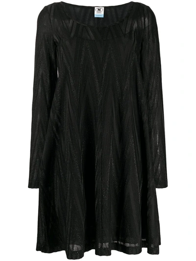 Shop M Missoni Zigzag Knit Shift Dress In Black