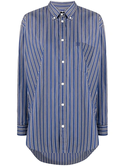 Shop Balenciaga Oversized Striped Shirt In Blue