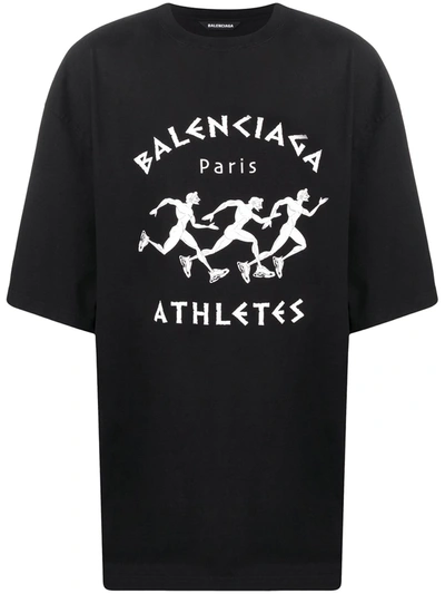 Shop Balenciaga Athletes Print T-shirt In Black