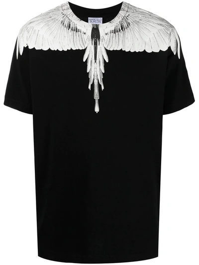 Shop Marcelo Burlon County Of Milan Wings-print Cotton T-shirt In Black