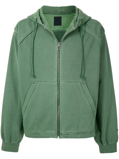 Shop Juunj Zip-up Cotton Hoodie In Green