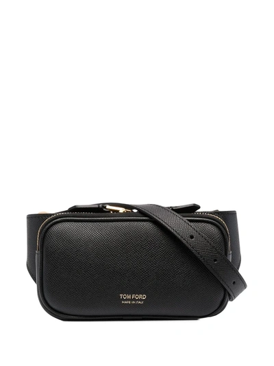 Shop Tom Ford Logo-print Leather Belt Bag In Black