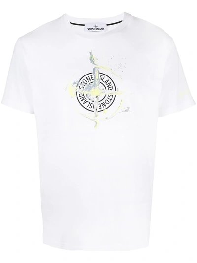 Shop Stone Island Logo-print Short-sleeved T-shirt In White