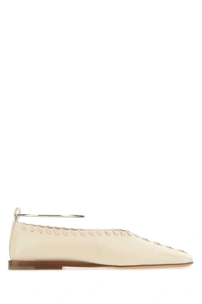 Shop Jil Sander Ankle Cuff Ballerina Flats In Beige