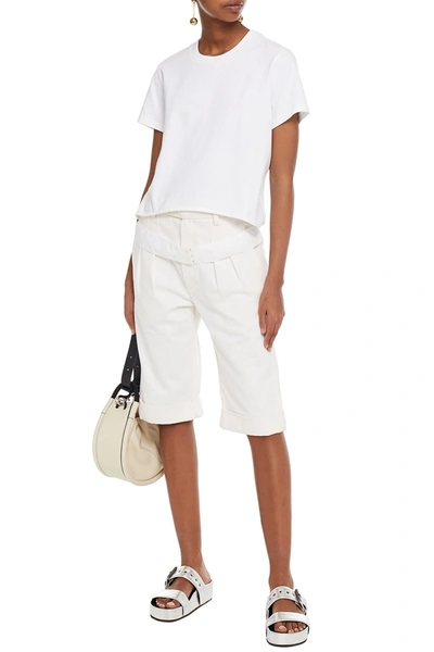 Helmut Lang Grosgrain-trimmed Cotton-jersey T-shirt In White