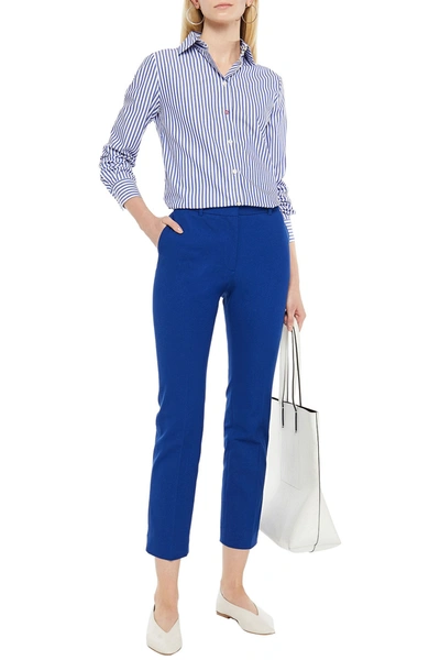 Shop Joseph Coleman Cropped Stretch-gabardine Straight-leg Pants In Royal Blue