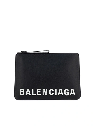 Shop Balenciaga Leather Pouch In Black