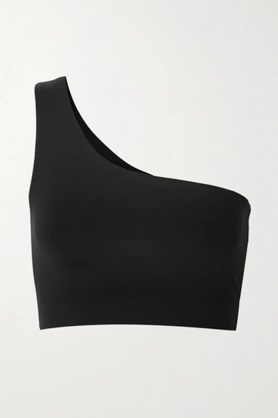 Shop Girlfriend Collective One-shoulder Stretch Sports Bra In Black