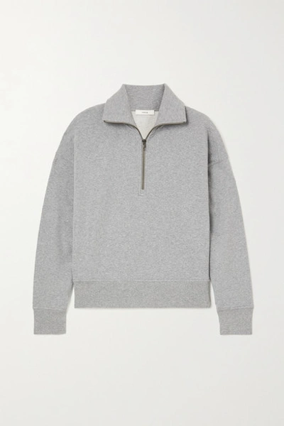 Shop Vince Mélange French Organic Cotton-blend Terry Sweatshirt In Gray