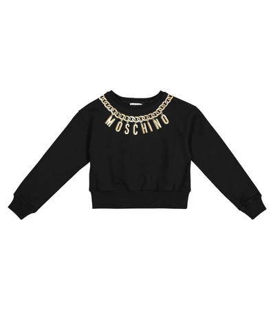 Shop Moschino Printed Stretch-cotton Sweatshirt In Black