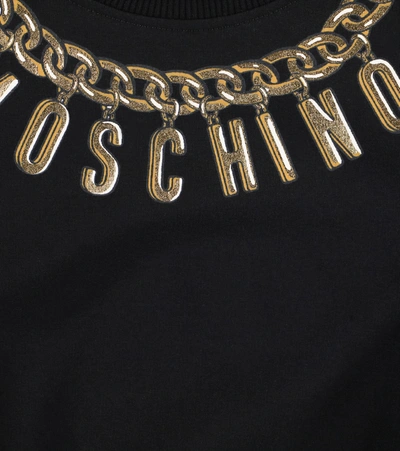 Shop Moschino Printed Stretch-cotton Sweatshirt In Black